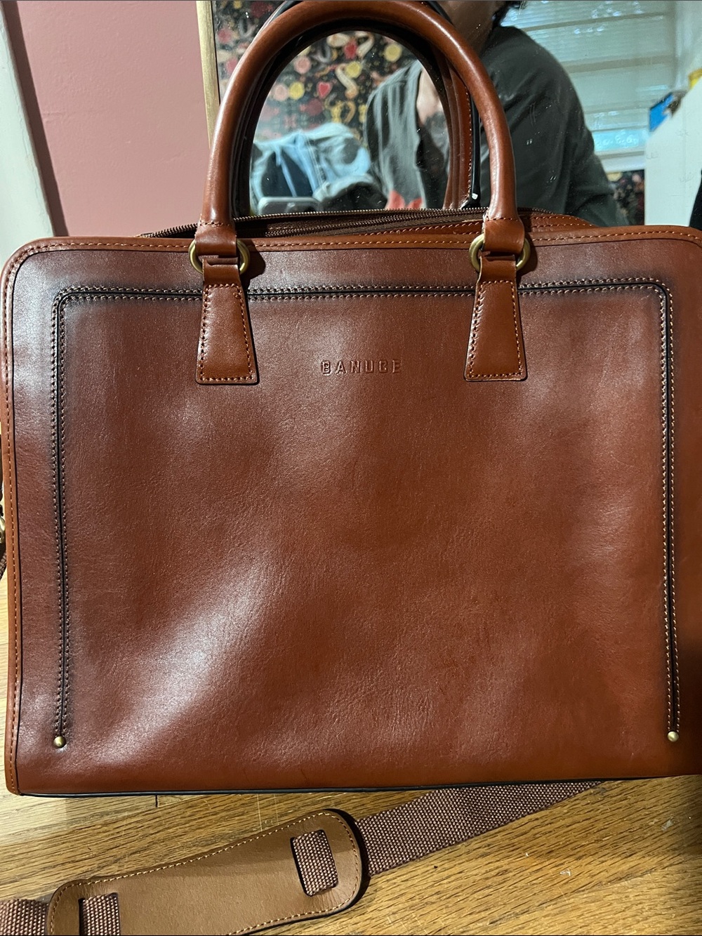 Banuce brown leather briefcase